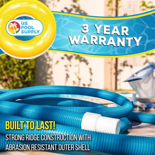 U.S. Pool Supply 1-1/2 x 25 Foot Professional Above Ground Swimming Pool Vacuum Hose with Swivel Cuff - Removable Cuff, Cut to Fit - Compatible with Filter Pumps, Filtration Systems, Chlorinators