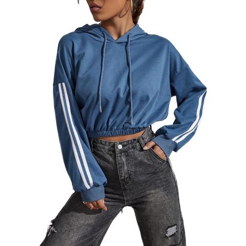 size Medium -Women's Casual Long Sleeve Cropped Top Hoodie Drawstring Workout Sweatshirts