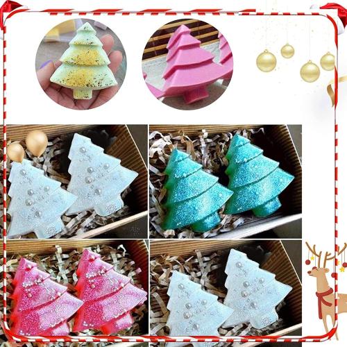 AnyDesign Christmas Silicone Molds Red Green Xmas Tree Candy Chocolate Mould, 2Pcs