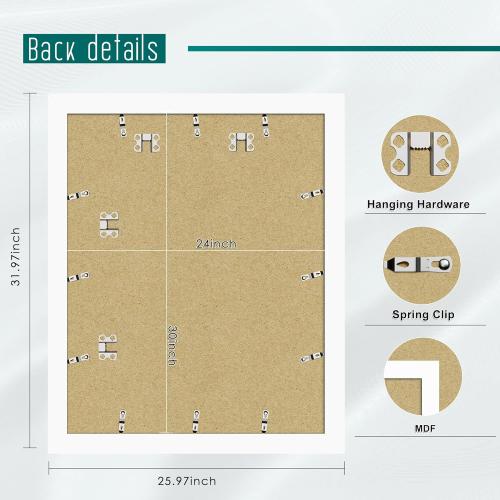 Picrit 24x30 Picture Frame 3 Pack, White Poster Frame, Display Poster 18 x 24 with Mat or 24x30 without Mat for Horizontal or Vertical Wall Mounting