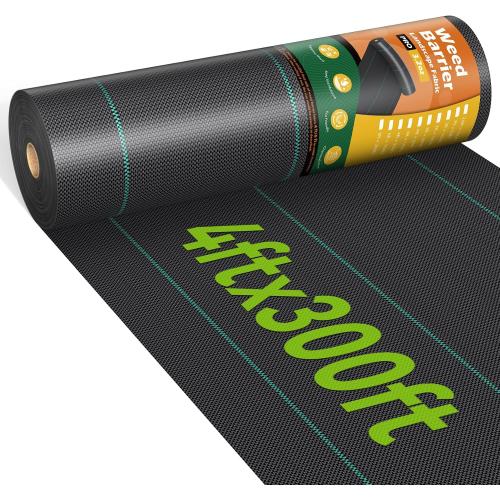 Weed Barrier Fabric 4ft x 300ft Heavy Duty Landscape Fabric | 3.2oz Woven Weed Control Fabric, UV Resistant Weed Block Fabric, For Garden, Flower Beds, Driveways & Landscaping