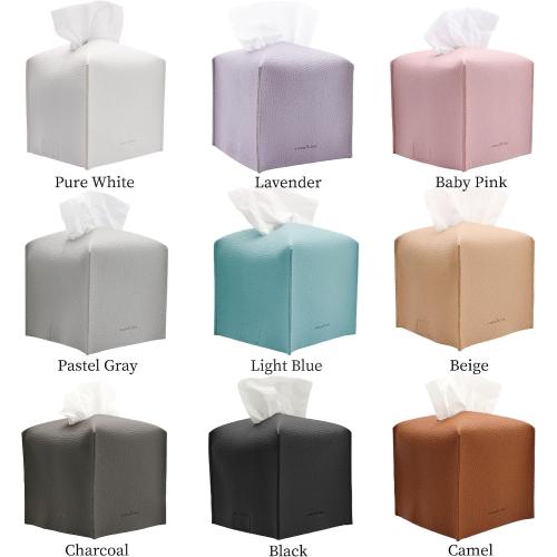 Carrot’s Den PU Leather Tissue Box Cover Holder, Bathroom Decor, Camel | Faux leather square holder fits standard facial tissue boxes. Decorative aesthetic accent for office desk, guest bedroom.