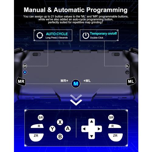 Gammeefy Switch Controllers Compatible with Nintendo Switch/Switch OLED, One-Piece Joypad Controller Replacement for Switch Pro Controller with 9 Lights Color, Christmas Gifts