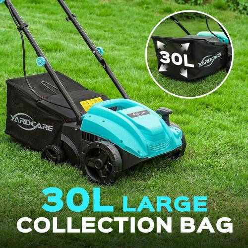 YARDCARE 13-Inch 2-in-1 Electric Dethatcher & Scarifier, 12 Amp Lawn Tool with 8 Gal Collection Bag, Adjustable Depth, Powerful Motor for Healthier Grass
