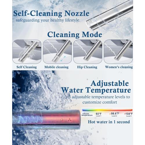 Electric Bidet Toilet Seat Elongated with Heated Seat, Warm Air Dryer, Endless Warm Water, Oscillating and Pulsating Spray Wash, Stainless Steel Self-Clean Nozzle (Single Temperature Display)