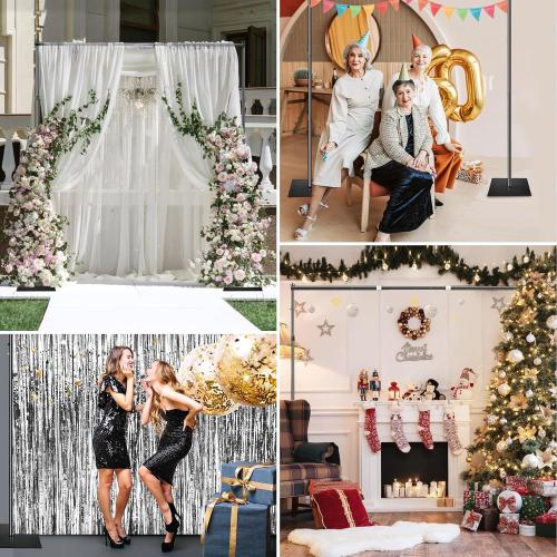 Backdrop Stand, 6.5ft Height 9ft Width Adjustable Photography Background Support Poles with Heavy Duty Flat Base, Photo Metal Steel Pipe and Drape Frame Kit for Parties Birthday Wedding