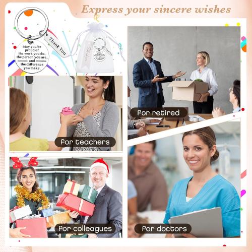 Yinkin 150 Pcs Employee Appreciation Gifts Bulk Thank You Keychains for Coworkers Teams Volunteers Appreciation Keychain