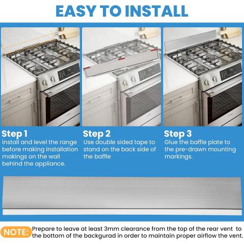11NBBKGDDS Universal Front Control Freestanding Range Stainless Backguard with 29.75 W×4.75 T×0.25 D Compatible with all brands of 30 Backsplash & Stove,Include Frigidaire Whirlp