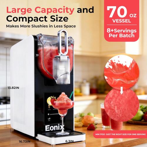 Slushie Machine No Ice Needed,64OZ Slushy Machine for Home with Auto-Clean Function,Commercial Frozen Drink Maker,6 Pre-Set Programs,LED Display,Frozen Margaritas,Frappés,Milkshake