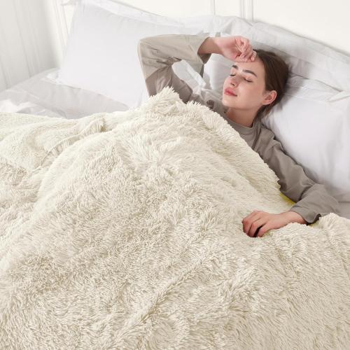 Electric Blanket Heated Throw, Super Cozy Luxury Faux Fur & Thick Sherpa Electric Throw Blanket with 5 Heating Levels & 4 Hours Auto Off, Fast Heating & ETL & FCC Certification, 50 x 60,Cream