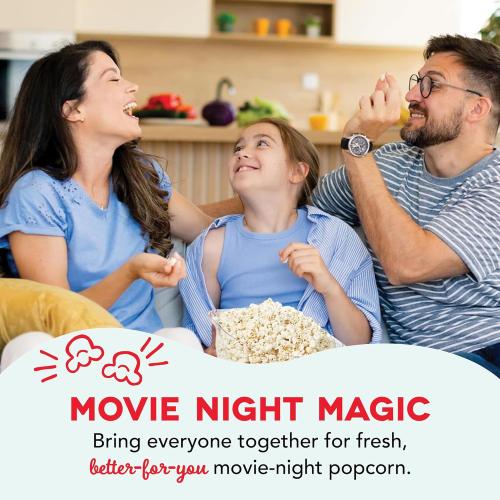 Dash SmartStore® Stirring Popcorn Maker - Electric Popcorn Machine with Butter-Melting Tray & Clear Serving Bowl - Features Stirring Bar - 24 Cups, White