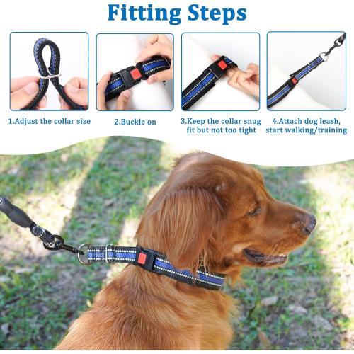 Mayerzon Martingale Collar for Dogs, No Pull Dog Collar with Reflective Strip for Small Medium Large Dogs, Anti Pulling Dog Collar with Buckle for Walking Training, Safe for Night Walk(Blue, L)