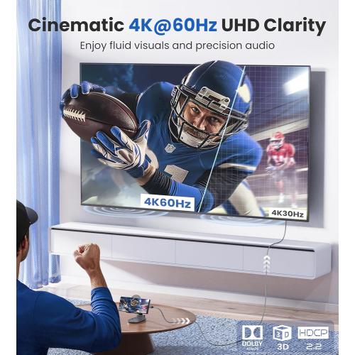 Warrky 4K 60Hz USB C to HDMI Cable 3.3ft [Anti-Interference Gold-Plated Plugs] Aluminum Type-C to HDMI 2.0 Cord, Thunderbolt 3/4/5 Compatible for iPhone 15/16 Series, MacBook, iMac, iPad Pro, Galaxy