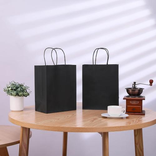 SUNCOLOR 25-Pack Black Gift Bags with Handles – 8x4.5x10 Medium Goodie Bags for Party Favors, Retail, Halloween & Weddings