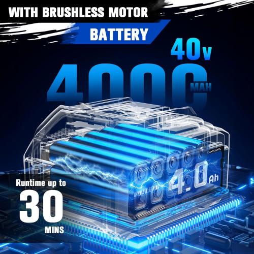 40V Cordless Snow Shovel, 13 Inch 4.0Ah Electric Snow Shovel with Directional Plate, Brushless Cordless Snow Blower for Pathway, Patio, Deck, Driveway, Blue