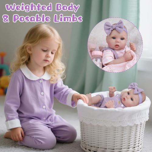 Lifelike Reborn Baby Dolls - 18 Inch Realistic Baby Doll Cloth Body Newborn Girl with Elephant Outfit & Accessories, Gift Box Included for Kids Role Play, Cuddling & Collectors