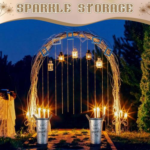 2 Wedding Sparklers Buckets, Classic Style, Silvery Gray, 9.8 Inches