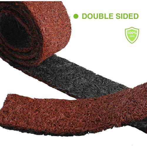1 Roll Double Sided Rubber Mulch Roll - 2' x 8' - Mahogany/Black Modern Garden Edging