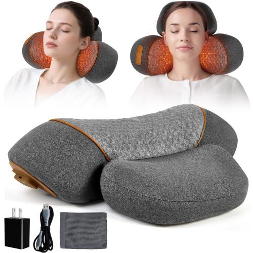 Upgraded Neck Massager Pillow, 3-in-1 Neck Massager, Traction Massage with Heat, Neck Pillow for Shoulder Pain, Deep Tissue Pain Relief,Rechargeable TheraPillow