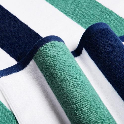 2 Bornbay Cotton Oversized Beach Towel - Extra Large 40X70 Plush Thick Pool Towel, XL Fluffy Stripe Beach Towels Teal Swimming Towel for Adults Mens Women (White Teal Blue)