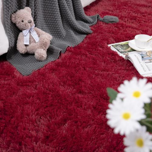 Wine Red Runner Rug 2x6 Fluffy Rug Runner for Bedroom Living Room | Washable, Non Slip, Soft Throw Carpet for College Dorm Plush Rugs for Kids