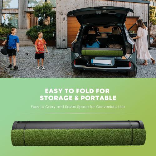 Integrated 5x4ft 6x4ft & 6x5ft 26mm-31mm Golf Mat with Ball Tray, Thickening Golf Mats Practice Outdoor & Indoor Artificial Turf Matt with 3 Tees