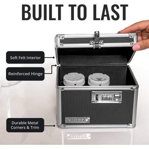 Vaultz Medicine Lock Box - 5 x 7 x 5 Inches - Secure Cabinet Safe with Combination Lock - Ideal for Medications and Small Valuables - Black