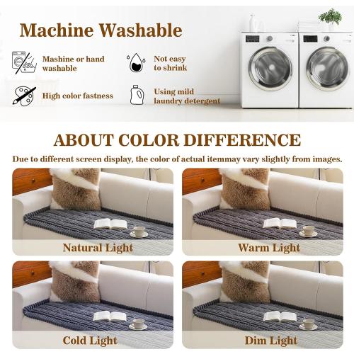 MYSKY HOME Couch Cover, Non-Slip Sofa Cover for 3 Cushion Sofa, Dark Grey