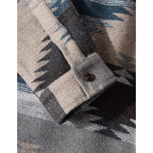 VIEWON Men's Casual Print Button Down Long Sleeve Lightweight Lapel Western Shacket Jacket Coat Large