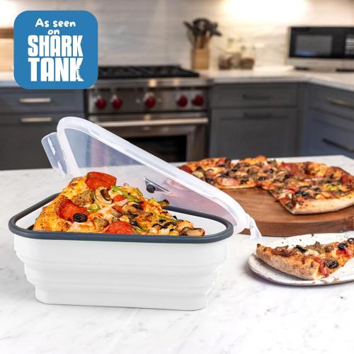 The Perfect Pizza Pack™ - Reusable Pizza Storage Container with 5 Microwavable Serving Trays - BPA-Free Adjustable Pizza Slice Container to Organize & Save Space, White