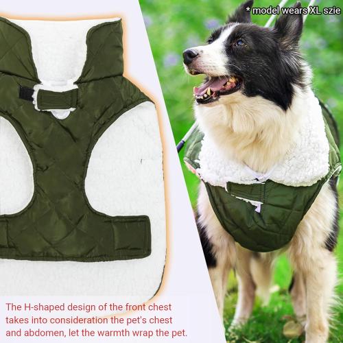 Dog Winter Coat - Windproof Fleece Warm Thick Dog Jacket Clothes for Cold Weather - Green Pet Vest Coat Outfits for Small Medium Large Dogs - Indoor & Outdoor Use (S-XXL)