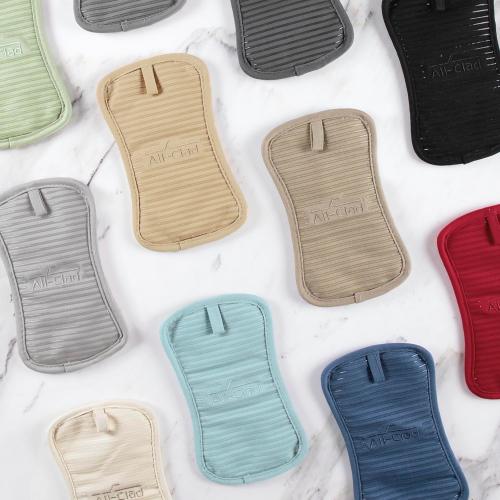 All-Clad Premium Pot Holder & Heating Pad, (2-Pack) Heat Resistant to 500 Degrees, 100% Cotton 10x6.25 for Kitchen and Barbeque, Pewter