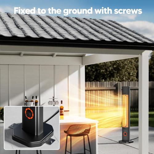 Outdoor Heater for Patio 1500W, 8H Timer, IP34 Waterproof, Infrared Electric Patio Heater, 8 Levels Heating for Garage Backyard Black with Dustproof Cover