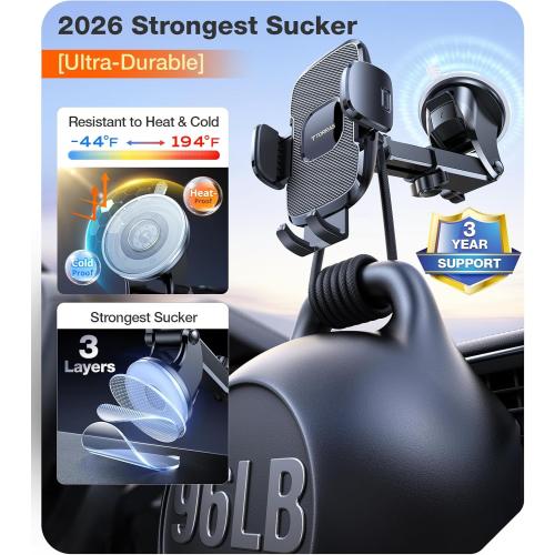TORRAS Ultra-Durable Phone Holders for Your Car【96 LBS Strongest Suction】 Car Phone Holder Mount, Safety Certs Cell Phone Car Mount Truck for Dashboard Windshield Vent for iPhone 17 16 15 14 Pro Max