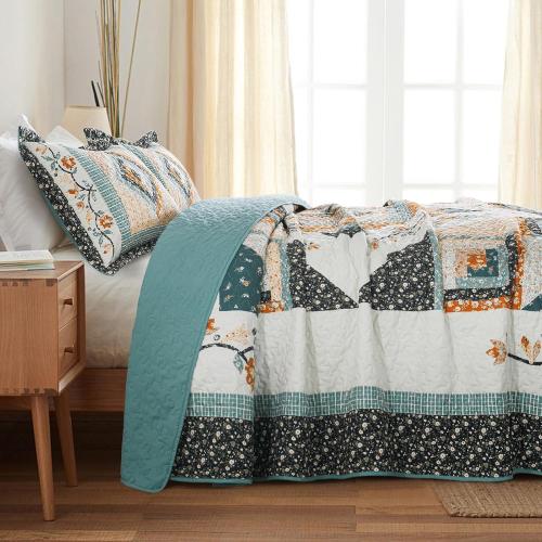 BEDIFANY Cotton Quilts Queen Size Sets - Lightweight Bedspreads Queen Size - Lightweight Garden Style Queen Quilt Bedding Sets for Bed Decorations for All Seasons, 3 Pieces