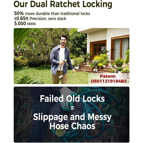 GLAHODEN Retractable Garden Hose Reel 5/8 in x 100 ft Upgraded UV Resistant Heavy Duty Automatic Hose Reel Wall Mount 3/4 in Brass Fitting 9 Pattern Nozzle Any Length Lock Slow Retraction 180° Swivel‼️used missing hardware‼️