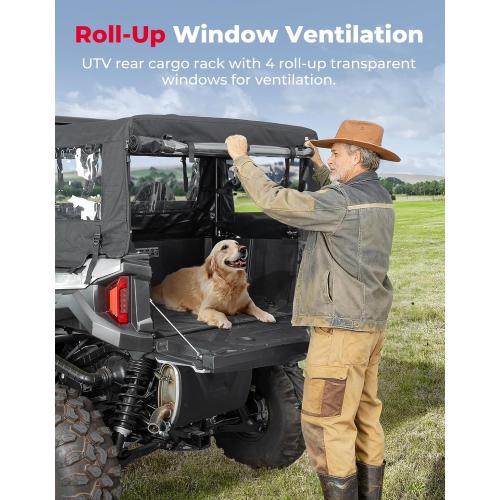 KEMIMOTO UTV Soft Cargo Camper Bed Cover Rack Compatible with Polaris General 1000 /XP 1000/4 1000 /XP 4 1000 2016-2026 Rear Camper Top Canvas Cover Accessories