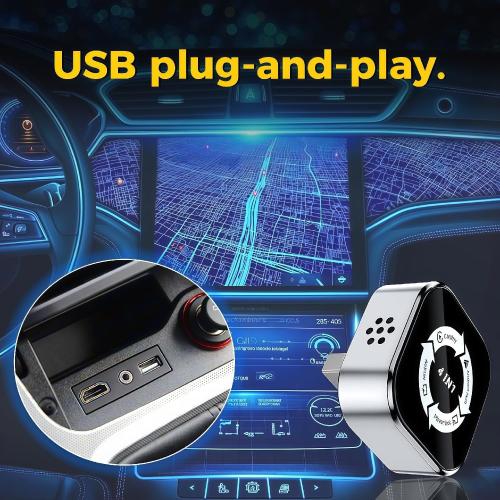 4-in-1 Screen Mirroring Wireless CarPlay Adapter,2026 Upgraded for Wireless Apple CarPlay/Android auto/AirPlay/MirrorLink Adapter,Mini USB Design with Type-C Extension,Fast Auto-Connect,Plug & Play