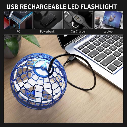 Flying Orb Ball 2025 Upgraded Hand Controlled Flying Spinner Ball with RGB Led Lights Boomerang Spinner 360°Rotating Soaring UFO Mini Orb Drone Toy Safe for Kids Adults(Blue)