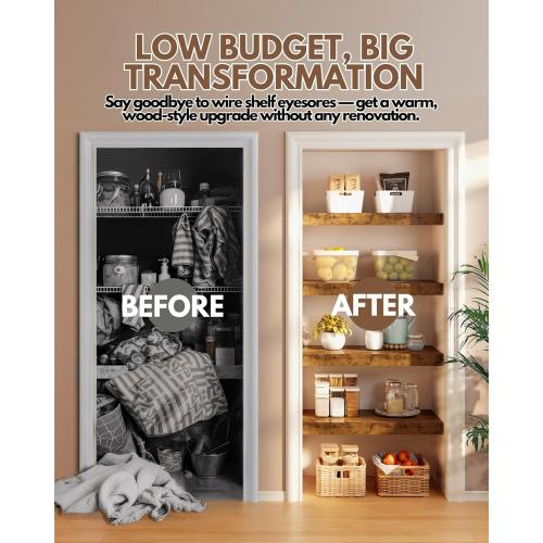 Set of 5 Size  38 W × 16 D Wire Rack Covers for Shelves – Engineered Wood Shelf Covers for Wire Shelving, Rustic Farmhouse Style for Pantry, Closet & Utility (5 Pack, 38 W × 16 D)