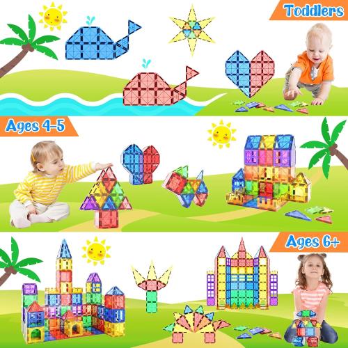 40pcs Magnetic Tiles Kids Toys STEM Magnet Toy for Toddler Magnetic Blocks Building Preschool Learning Sensory Montessori Toys for 3  Year Old Boys and Girls, Safe Creativity Toddler Kids Toy 40PCS