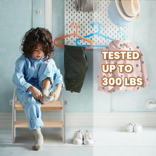 Wooden Step Stool, Two Step Stools, 300 lb. Load Capacity, with Safety Non-Slip Pads and Handles, Bamboo Step Stool for Bathroom and Kitchen, Children's Christmas Gift (Grizzly)