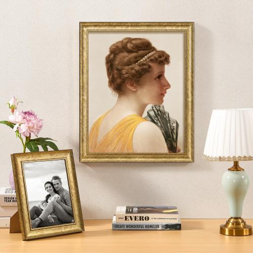 HLiWEGNS Antique Gold 24x32 Frame – Poster Frame with Aged Gold Finish – Picture Frame for 24 x 32 Artwork, Canvas Prints, Puzzles, and Wall Decor