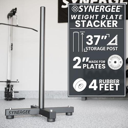Synergee Olympic Weight Plate Rack. Stackable Weight Rack. Holds 2” Plates for Powerlifting and Olympic Weight Lifting. Gym Storage Home, Garage & Commercial