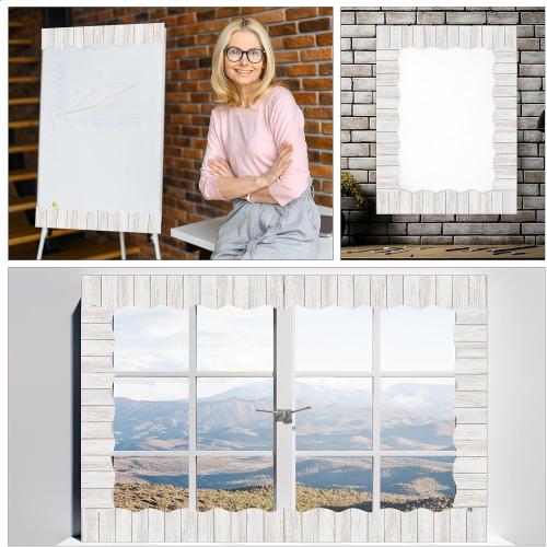 Capoda 24 Pcs Magnetic Borders White Wood Bulletin Board Border Classroom Decorations Magnetic Border Strips Reusable Scalloped Border Trim for Office Whiteboard Chalkboard Back to School Teachers