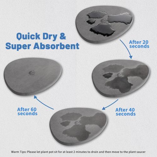 Elfcool Plant Saucer Quick Dry Absorbent Flower Plant Pot Saucer Dirp Tray Diatomaceous Earth Plant Mat for Indoor Outdoor Plants (12''-Dark Grey-1pack)