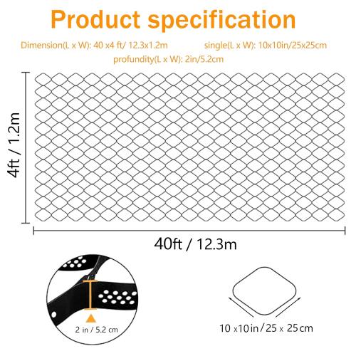 Sunnyglade 2 Thick Ground Grid 40 x 4 FT, Gravel Retainer 1880 LBS Per Sq ft, Geo Grid Driveway Stabilization for DIY Patio Walkway Driving RV Parking Slopes and Garden (Black, 4 x 40FT)