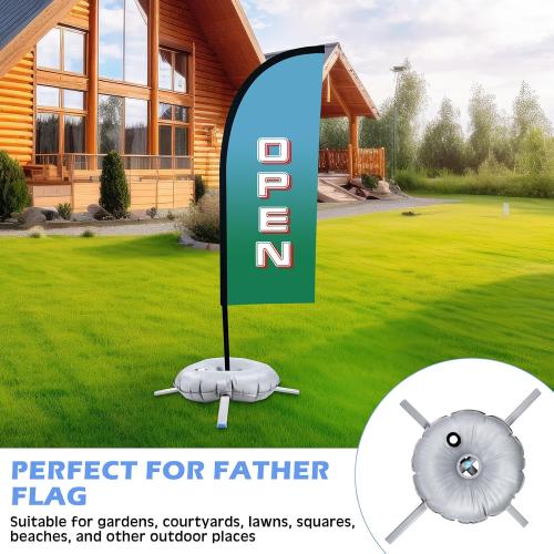 Blulu 2 Sets Feather Flag Base Foldable Flag Stand Base with Water Bag Cross Metal Pole Stand Fits with a 0.65'' Inner Diameter for Outdoor Business