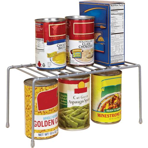 Kitchen Details Free Standing Helper Cabinet and Counter Top Shelf Organizer, Good for Dishes, Mugs, Glasses & Bowls, Small Grey