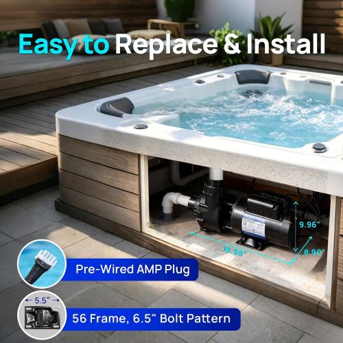 Aquastrong Spa Pump, 4HP Dual Speed Hot Tub Pump, 56 Frame, Up to 14,000 GPH, 230V Durable Motor, Easy Installation, Compatible with Most Hot Tubs & Spa Systems